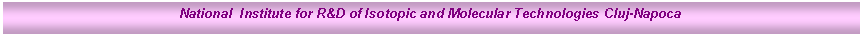 Text Box: National  Institute for R&D of Isotopic and Molecular Technologies Cluj-Napoca
